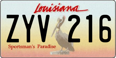 LA license plate ZYV216