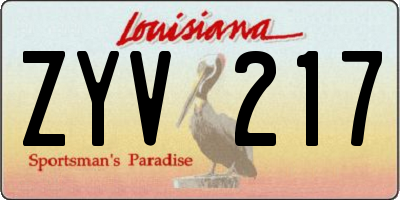 LA license plate ZYV217