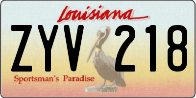 LA license plate ZYV218