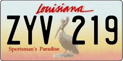 LA license plate ZYV219