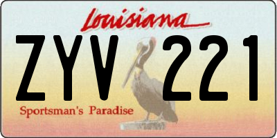 LA license plate ZYV221