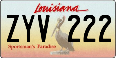 LA license plate ZYV222