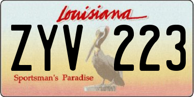 LA license plate ZYV223