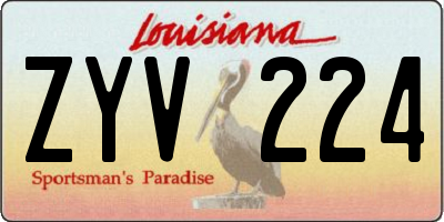LA license plate ZYV224