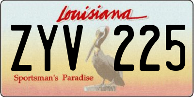 LA license plate ZYV225