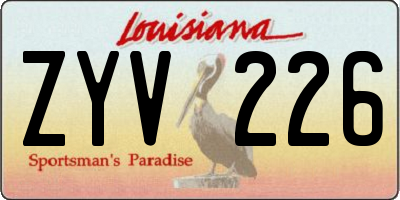 LA license plate ZYV226