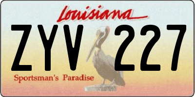 LA license plate ZYV227