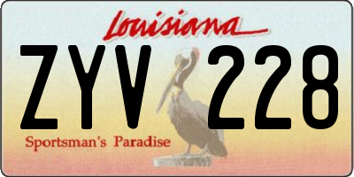 LA license plate ZYV228