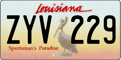 LA license plate ZYV229