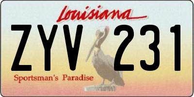LA license plate ZYV231