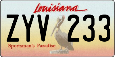 LA license plate ZYV233