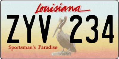 LA license plate ZYV234