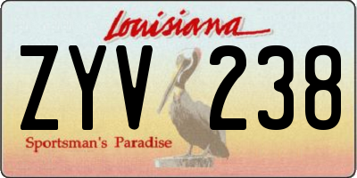 LA license plate ZYV238