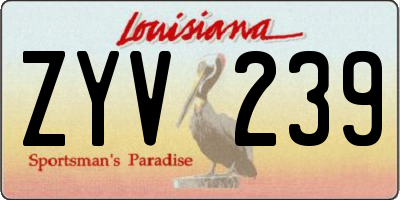 LA license plate ZYV239