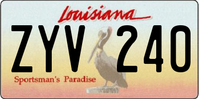 LA license plate ZYV240