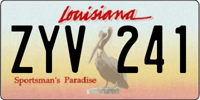 LA license plate ZYV241