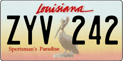 LA license plate ZYV242