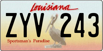 LA license plate ZYV243