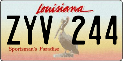 LA license plate ZYV244