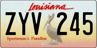 LA license plate ZYV245
