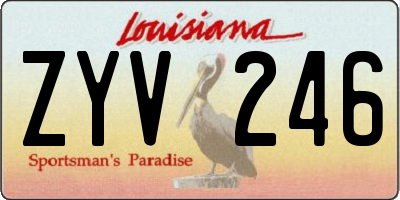 LA license plate ZYV246