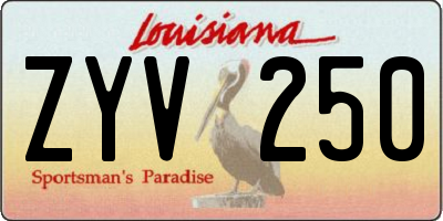 LA license plate ZYV250