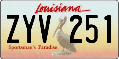 LA license plate ZYV251