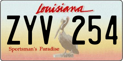 LA license plate ZYV254
