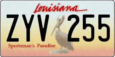 LA license plate ZYV255