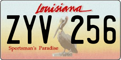 LA license plate ZYV256