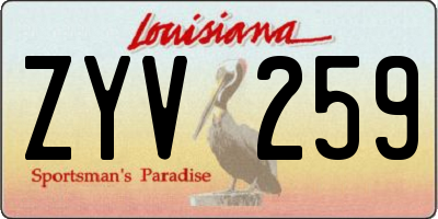 LA license plate ZYV259