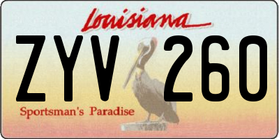 LA license plate ZYV260