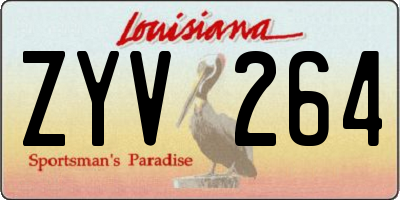 LA license plate ZYV264