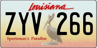 LA license plate ZYV266