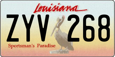 LA license plate ZYV268