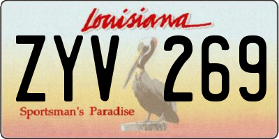 LA license plate ZYV269