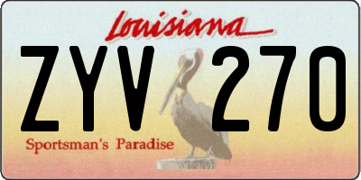 LA license plate ZYV270