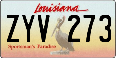 LA license plate ZYV273