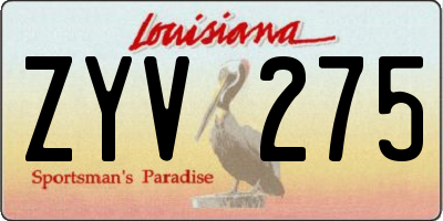 LA license plate ZYV275