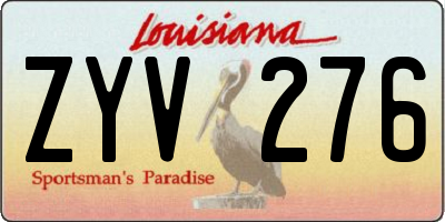 LA license plate ZYV276