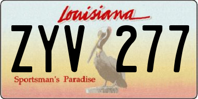 LA license plate ZYV277