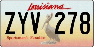 LA license plate ZYV278