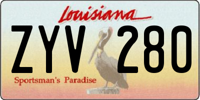 LA license plate ZYV280