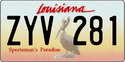 LA license plate ZYV281