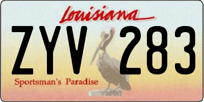 LA license plate ZYV283
