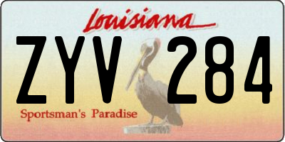 LA license plate ZYV284