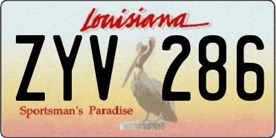 LA license plate ZYV286