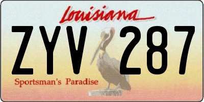 LA license plate ZYV287
