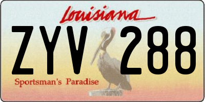 LA license plate ZYV288