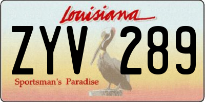 LA license plate ZYV289